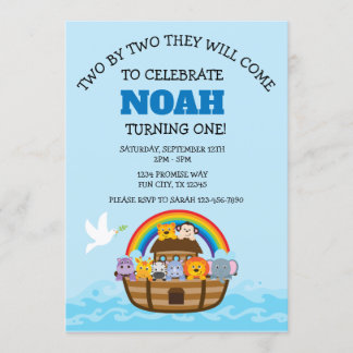 Noah's Ark First Birthday Party for Boys Kaart