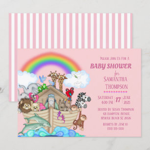 Noah's Ark Girls Baby shower Uitnodiging