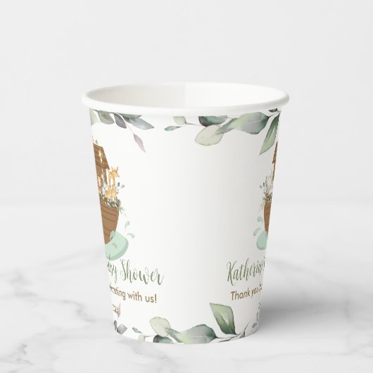 Noah's Ark Greenery Baby shower Baptism Birthday Papieren Bekers (Links)