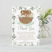 Noah's Ark Greenery Baby shower Gender Neutral Bedankkaart (Staand voorkant)