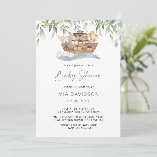 Noah's Ark Greenery Baby shower Uitnodiging