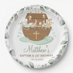 Noah's Ark Greenery Baptism Christening Birthday Papieren Bordje
