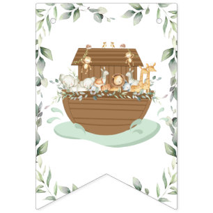 Noah's Ark Greenery Birthday Baby shower Baptisme Vlaggetjes