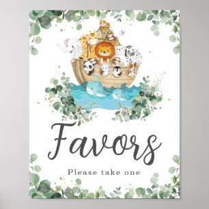 Noah's Ark Greenery Birthday Baby shower Favors Poster