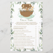 Noah's Ark Greenery over of onder Baby shower Game (Voorkant)