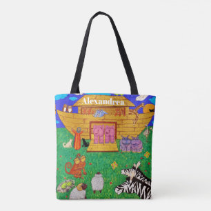 Noah's Ark illustratie Rainbow Funny Elephant Draagtas