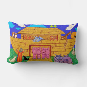 Noah's Ark illustratie Rainbow Funny Elephant Kussen