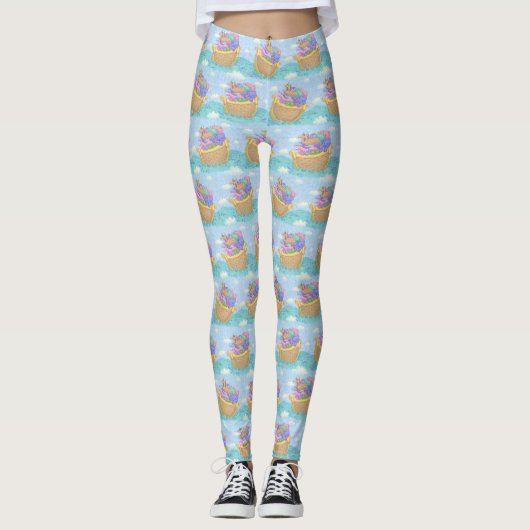 Noah's Ark Novelty Blue Religious Pattern Leggings (Voorkant)