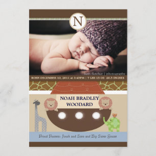 Noah's Ark Photo Birth Announcement Aankondiging