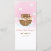 Noah's Ark Pink Baptism Birthday Baby shower Menu (Dos)