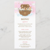 Noah's Ark Pink Baptism Birthday Baby shower Menu (Devant)
