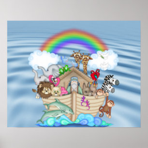 NOAHS ARK Rainbow NURSERY DECORATION MURAL Poster