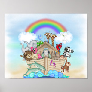 NOAHS ARK Rainbow NURSERY DECORATION MURAL Poster