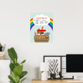 Noah's Ark Rainbow Personalized Baby Birth Poster (Thuiskantoor)