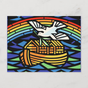 Noah's ark, regenboog, duif briefkaart