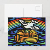 Noah's ark, regenboog, duif briefkaart (Voorkant / Achterkant)