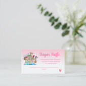 Noah's Ark Roze Meisjes Luier Raffle Informatiekaartje (Staand voorkant)
