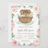 Noah's Ark Roze Rozen groen doopsel doopsel Kaart (Voorkant)