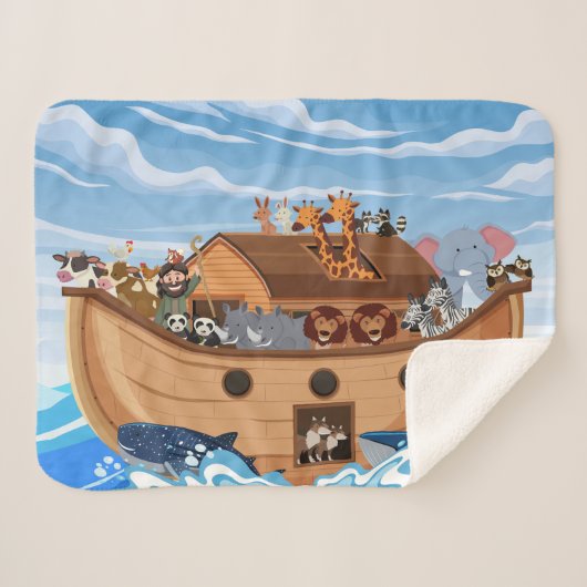 Noah's Ark Sherpa Fleece Deken voor Kinderen (Voorkant (horizontaal))
