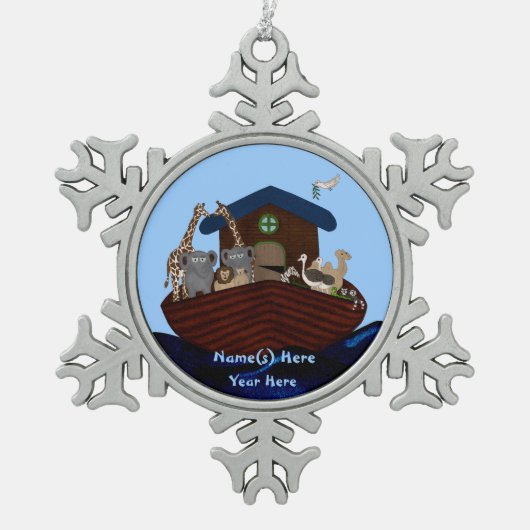 Noah's Ark Tin Sneeuwvlok Ornament (Voorkant)