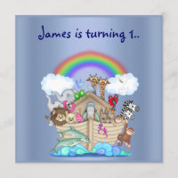 Noahs ark uitnodiging blauw