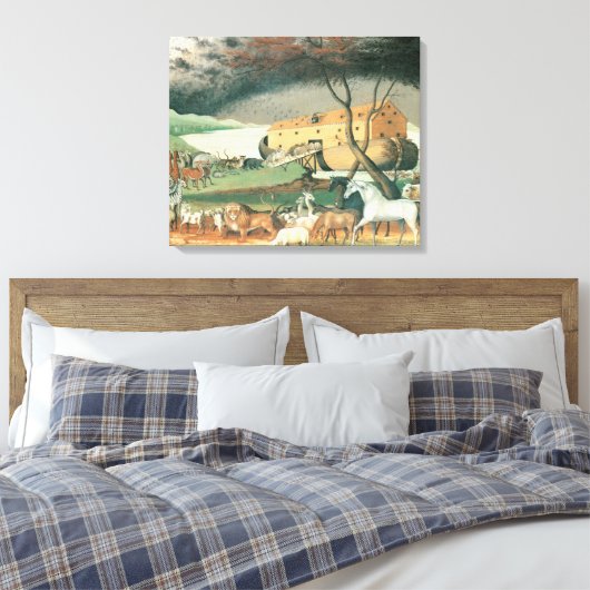 Noah's Ark van Edward Hicks, Folk Art Canvas Afdruk (Insitu (Slaapkamer))