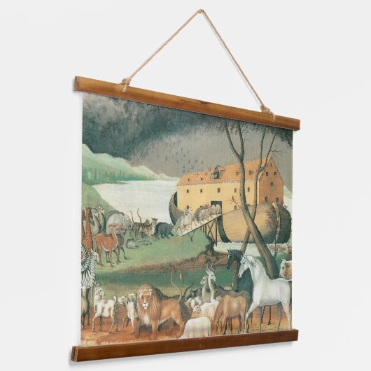 Noah's Ark van Edward Hicks, Folk Art Hangend Wandkleed (Gebogen)