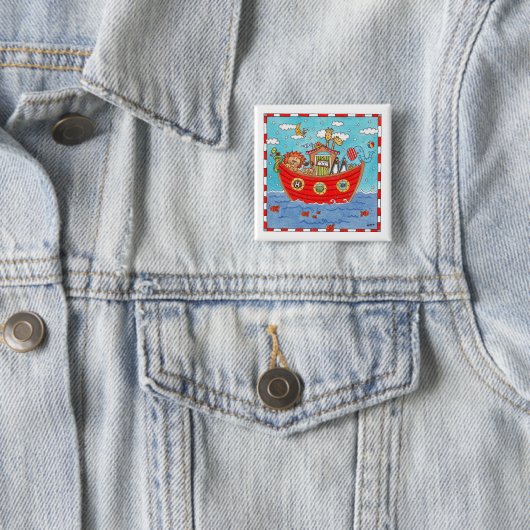 Noah's Ark Vierkante Button 5,1 Cm (In situ)