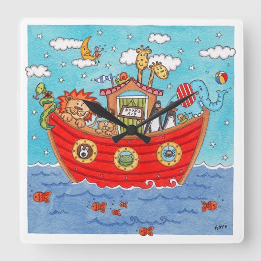 Noah's Ark Vierkante Klok (Voorkant)
