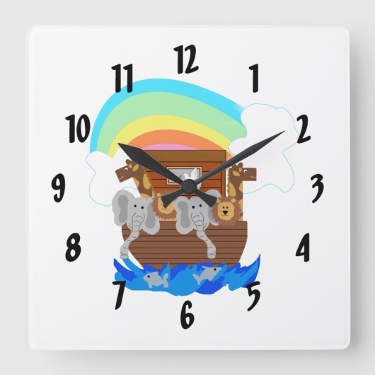 Noah's Ark Wall Clock Vierkante Klok (Voorkant)