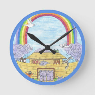 Noah's Ark Waterverf Rainbow Animal Elephant Ronde Klok
