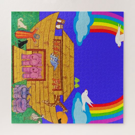 Noah's Ark Waterverf Rainbow Funny Elephant Legpuzzel (Horizontaal)