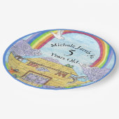 Noah's Ark Waterverf Rainbow Funny Elephant Papieren Bordje (Gekanteld)