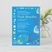 NOAH'S WAVES Bar Bat Mitzvah Uitnodiging (Staand voorkant)