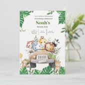 Noah's Wild Animal Adventure Birthday Bash Kaart (Staand voorkant)