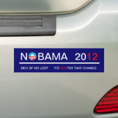 Nobama 2012 bumpersticker (Op auto)