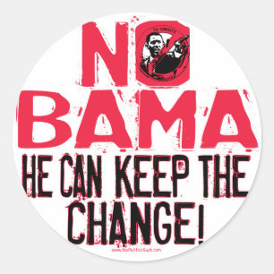 Nobama houdt de verandering in ronde sticker