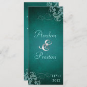 Nobel Blauwgroen Scroll Blauwgroen bruiloft progra Programma (Voorkant / Achterkant)