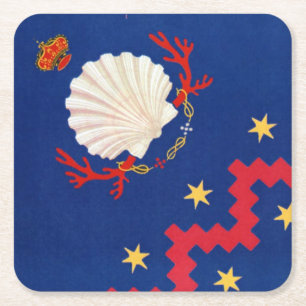 Nobile Contrada del Nicchio (Seashell) Palio Vierkante Kartonnen Onderzetter
