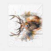 Noble Antlers: Woodland Elk Waterverf Art Fleece Deken (Voorkant)