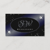 Noble Black Blue Glitter Stars Diamonds Visitekaartje (Voorkant)