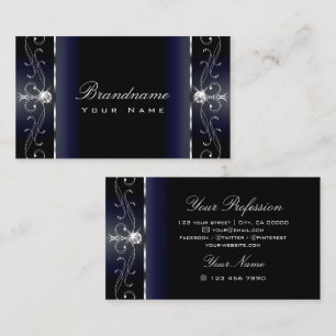 Noble Black Blue White Squiggins Jewels Ornamental Visitekaartje