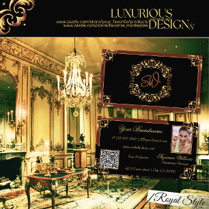 Noble Black Brown Gold Monogram Foto QR-code Visitekaartje