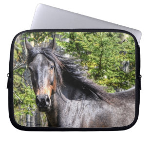 Noble Black Champion Stallion Horse Equine Laptop Sleeve