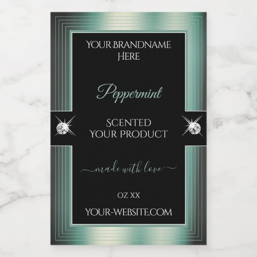 Noble Black Icy Turquoise brillant Étiquette de pr (Étiquettes simples)