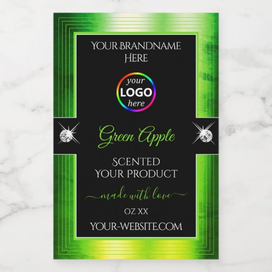Noble Black Marbled Green met Logo-productetiket Voedselcontainer Etiket (Enkel label)