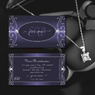 Noble Blue Ombre  Sparkle Diamonds Initialen Visitekaartje