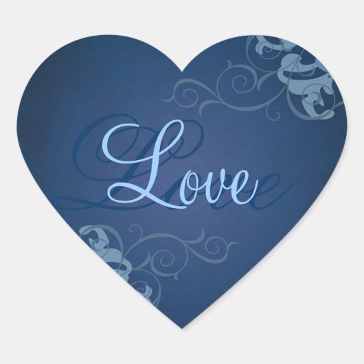 Noble Blue Scroll Hart Blauw Liefde Sticker (Voorkant)