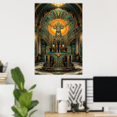Noble cerf Art Déco silhouette dorée (Bureau à domicile)