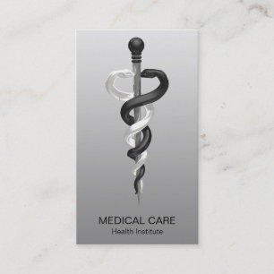 Noble Classy Medical Elegant Black White Asclepius Visitekaartje